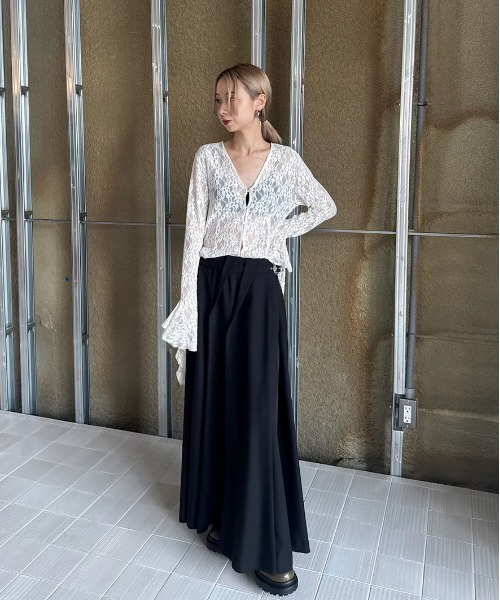 トップス ameri UND 2WAY CUT LACE FRILL TOP UND 2WAY CUT LACE FRILL TOP（Tシャツ/カットソー）｜Ameri（アメリ