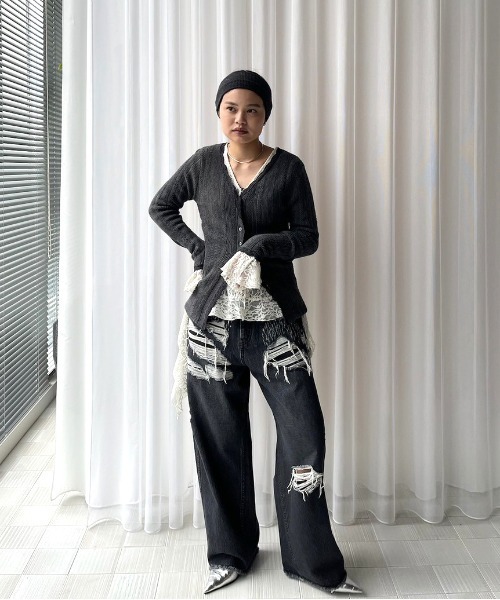 UND 2WAY CUT LACE FRILL TOP（Tシャツ/カットソー）｜Ameri（アメリ