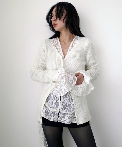 UND 2WAY CUT LACE FRILL TOP（Tシャツ/カットソー）｜Ameri（アメリ