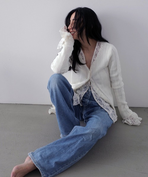 トップス ameri UND 2WAY CUT LACE FRILL TOP UND 2WAY CUT LACE FRILL TOP（Tシャツ/カットソー）｜Ameri（アメリ