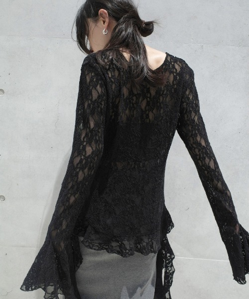 UND 2WAY CUT LACE FRILL TOP（Tシャツ/カットソー）｜Ameri（アメリ