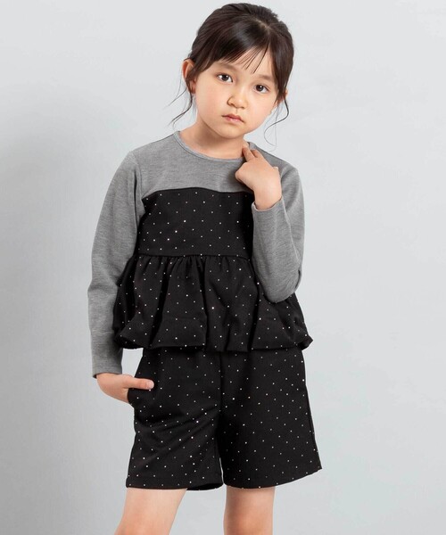 BeBe(ベベ)の「【お揃い】エトワールシャイニードットドッキングプルオーバー(スウェット・キッズ・グレー・110cm/100cm/130cm/150cm/140cm/120cm)」の15枚目の写真