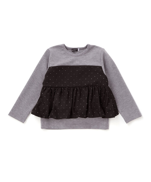 BeBe(ベベ)の「【お揃い】エトワールシャイニードットドッキングプルオーバー(スウェット・キッズ・グレー・110cm/100cm/130cm/150cm/140cm/120cm)」の10枚目の写真