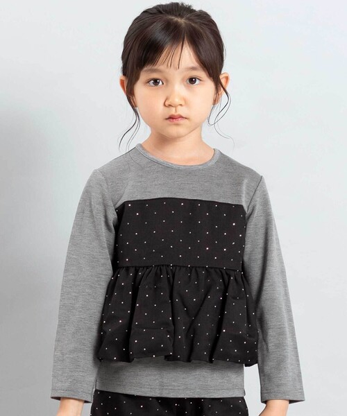BeBe(ベベ)の「【お揃い】エトワールシャイニードットドッキングプルオーバー(スウェット・キッズ・グレー・110cm/100cm/130cm/150cm/140cm/120cm)」の16枚目の写真