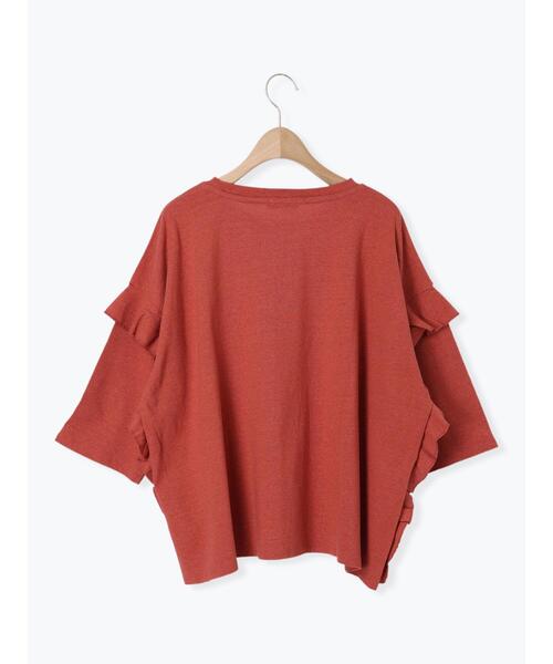 Samansa Mos2（サマンサ モスモス）の「[接触冷感]袖フリルロゴ刺繍Tシャツ（Tシャツ/カットソー・レディース・オレンジ/ダークブラウン/グリーン/グレー・F）」の20枚目の写真