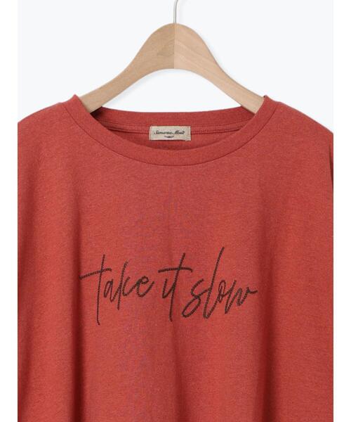 Samansa Mos2（サマンサ モスモス）の「[接触冷感]袖フリルロゴ刺繍Tシャツ（Tシャツ/カットソー・レディース・オレンジ/ダークブラウン/グリーン/グレー・F）」の21枚目の写真