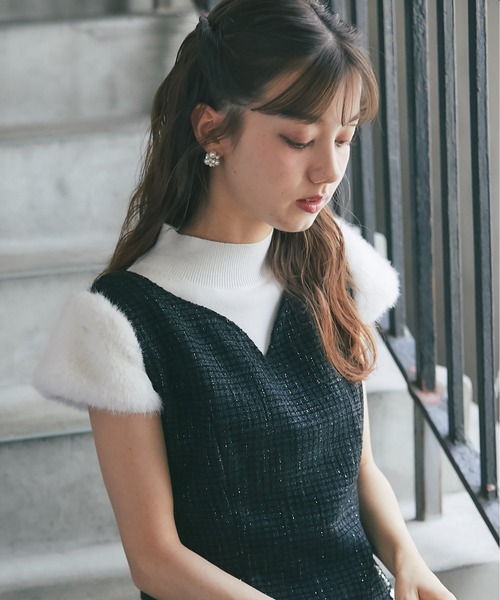 tocco closet（トッコ　クローゼット）の「ポケットビジュー付きツイードジャンパースカート（ジャンパースカート・レディース・アイボリー/ブラック・M）」の16枚目の写真