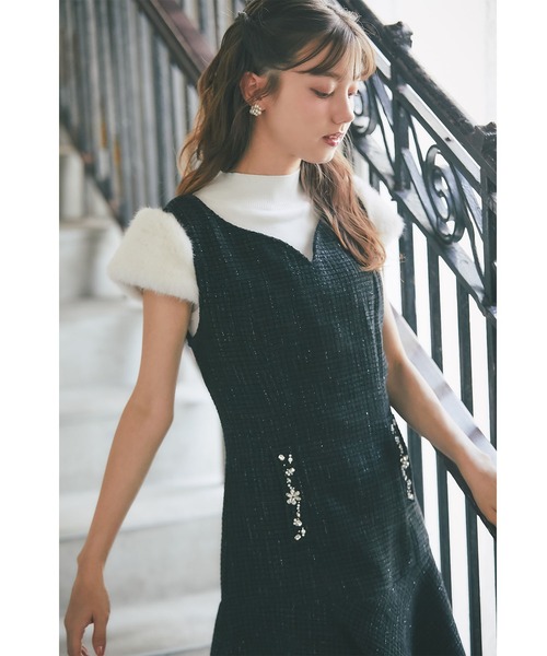 tocco closet（トッコ　クローゼット）の「ポケットビジュー付きツイードジャンパースカート（ジャンパースカート・レディース・アイボリー/ブラック・M）」の14枚目の写真