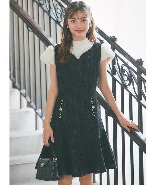 tocco closet（トッコ　クローゼット）の「ポケットビジュー付きツイードジャンパースカート（ジャンパースカート・レディース・アイボリー/ブラック・M）」の13枚目の写真