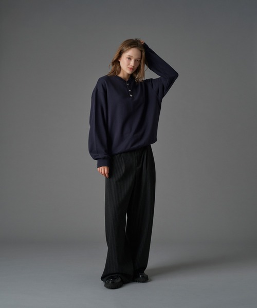 SILVER BUTTON HENRY NECK SWEAT / シルバーボタンヘンリー