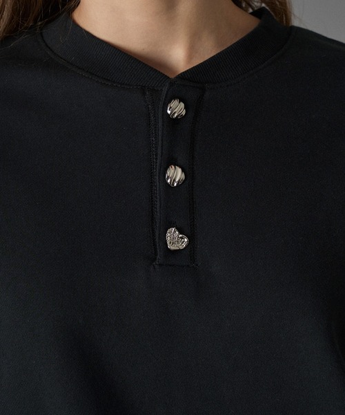 ONCILY(オンシェリー)の「SILVER BUTTON HENRY NECK SWEAT / シルバーボタンヘンリーネックスウェット(スウェット・メンズ・ネイビー/ブラック/杢グレー・LARGE/SMALL/MEDIUM)」の15枚目の写真