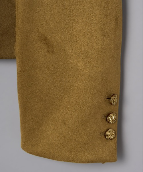 Olu.(オルドット)の「ベルベットスエードライクショートジャケット(ノーカラージャケット・レディース・ブラック/ブラウン・FREE)」の15枚目の写真