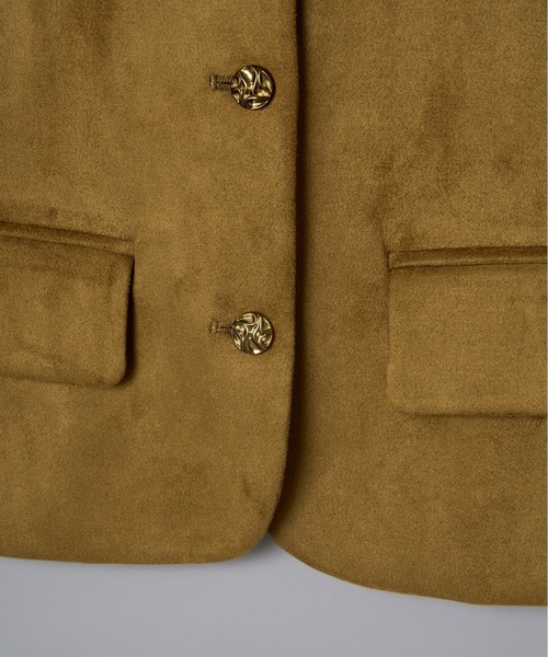 Olu.(オルドット)の「ベルベットスエードライクショートジャケット(ノーカラージャケット・レディース・ブラック/ブラウン・FREE)」の16枚目の写真