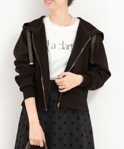 MICO COULIER（ミコクリエ）の「《セットアップ対応》軽量ボンディングパーカー（パーカー・レディース・ブラック/グレイッシュベージュ/ブラウン・38）」の14枚目の写真