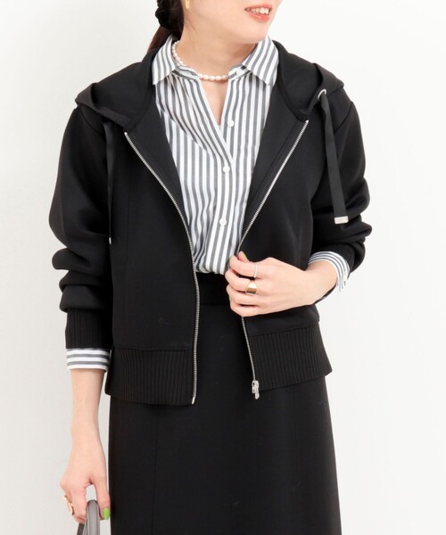 MICO COULIER（ミコクリエ）の「《セットアップ対応》軽量ボンディングパーカー（パーカー・レディース・ブラック/グレイッシュベージュ/ブラウン・38）」の15枚目の写真