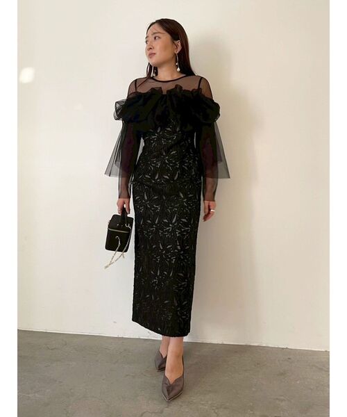 LAGUNAMOON(ラグナムーン)の「LADYボリュームチュールジャガードドレス(ドレス・レディース・イエロー/ミント/ブラック・SMALL/MEDIUM)」の19枚目の写真