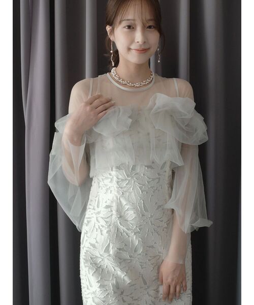 LAGUNAMOON（ラグナムーン）の「LADYボリュームチュールジャガードドレス 結婚式 お呼ばれ（ドレス・レディース・イエロー/ミント/ブラック・SMALL/MEDIUM）」の14枚目の写真