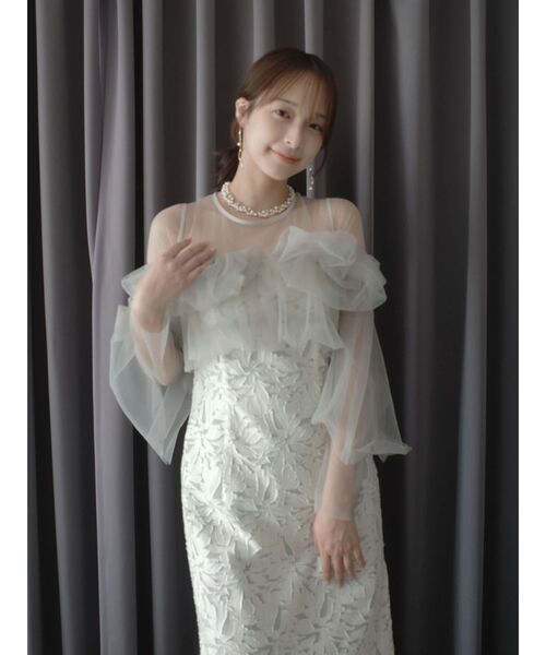 LAGUNAMOON（ラグナムーン）の「LADYボリュームチュールジャガードドレス 結婚式 お呼ばれ（ドレス・レディース・イエロー/ミント/ブラック・SMALL/MEDIUM）」の15枚目の写真