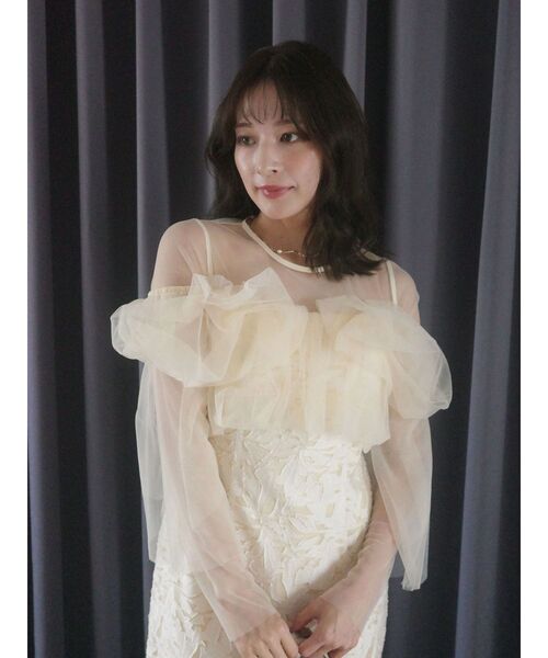 LAGUNAMOON（ラグナムーン）の「LADYボリュームチュールジャガードドレス 結婚式 お呼ばれ（ドレス・レディース・イエロー/ミント/ブラック・SMALL/MEDIUM）」の18枚目の写真