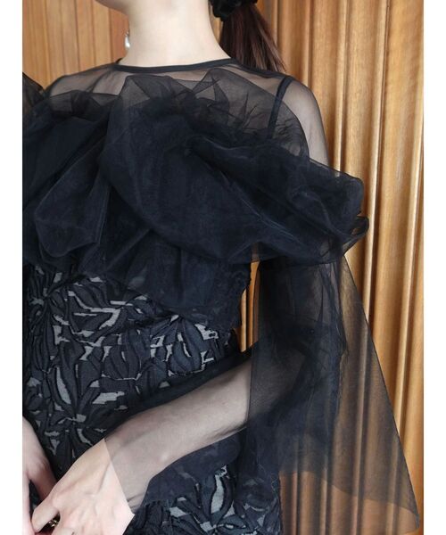 LAGUNAMOON（ラグナムーン）の「LADYボリュームチュールジャガードドレス 結婚式 お呼ばれ（ドレス・レディース・イエロー/ミント/ブラック・SMALL/MEDIUM）」の21枚目の写真