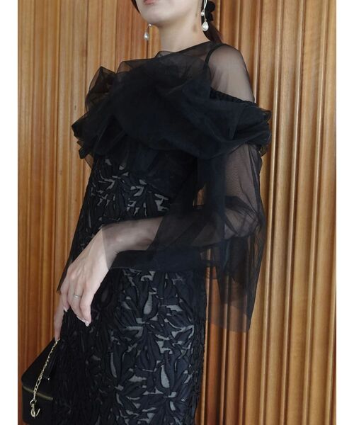 LAGUNAMOON（ラグナムーン）の「LADYボリュームチュールジャガードドレス 結婚式 お呼ばれ（ドレス・レディース・イエロー/ミント/ブラック・SMALL/MEDIUM）」の22枚目の写真