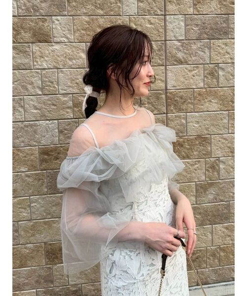【タグ付き】LAGNAMOON 結婚式ドレス セール】LADYボリュームチュールジャガードドレス 結婚式 お呼ばれ