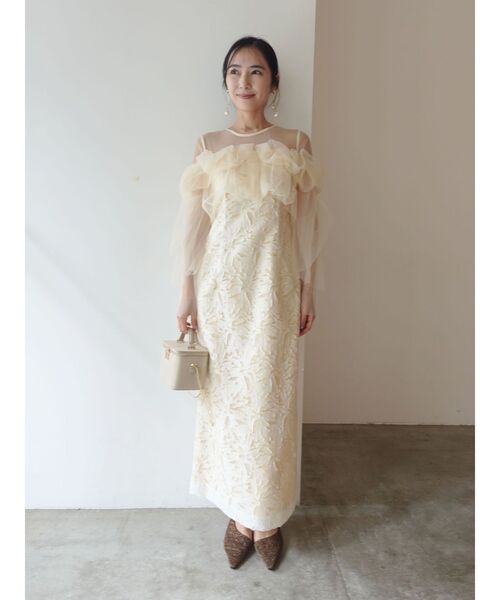 セール】LADYボリュームチュールジャガードドレス 結婚式 お呼ばれ