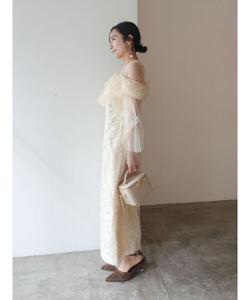 セール】LADYボリュームチュールジャガードドレス 結婚式 お呼ばれ