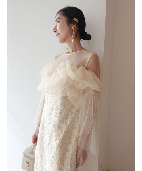 LAGUNAMOON(ラグナムーン)の「LADYボリュームチュールジャガードドレス(ドレス・レディース・イエロー/ミント/ブラック・SMALL/MEDIUM)」の4枚目の写真