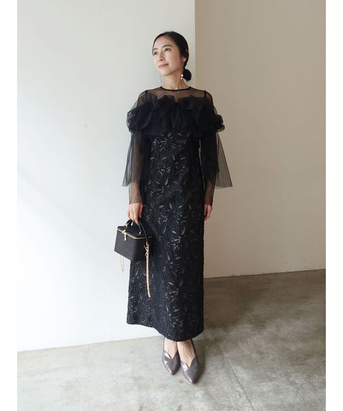 LAGUNAMOON(ラグナムーン)の「LADYボリュームチュールジャガードドレス(ドレス・レディース・イエロー/ミント/ブラック・SMALL/MEDIUM)」の8枚目の写真