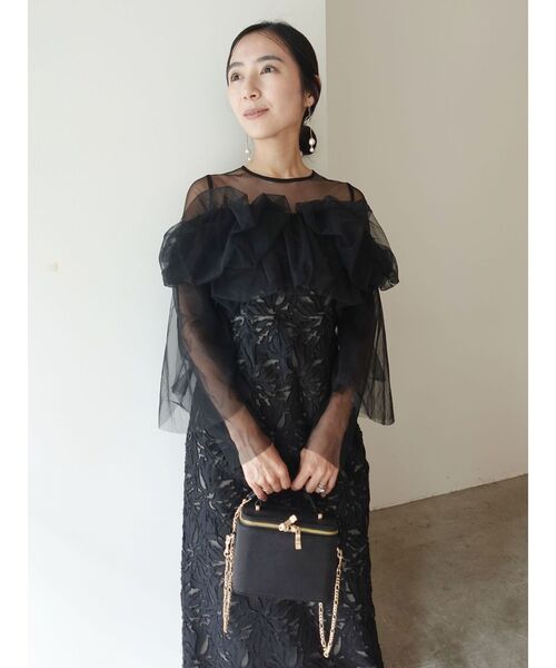 LAGUNAMOON(ラグナムーン)の「LADYボリュームチュールジャガードドレス(ドレス・レディース・イエロー/ミント/ブラック・SMALL/MEDIUM)」の9枚目の写真