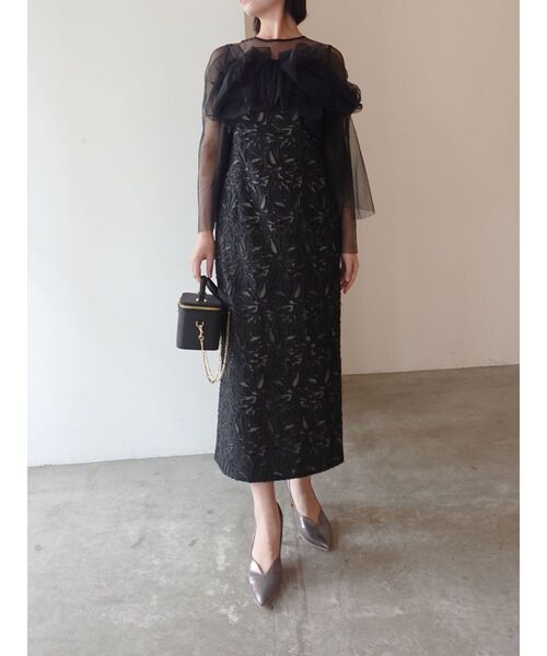 LAGUNAMOON(ラグナムーン)の「LADYボリュームチュールジャガードドレス(ドレス・レディース・イエロー/ミント/ブラック・SMALL/MEDIUM)」の10枚目の写真