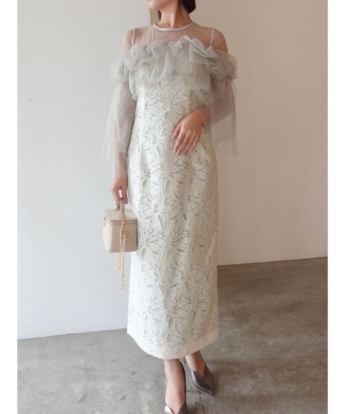 セール】LADYボリュームチュールジャガードドレス 結婚式 お呼ばれ