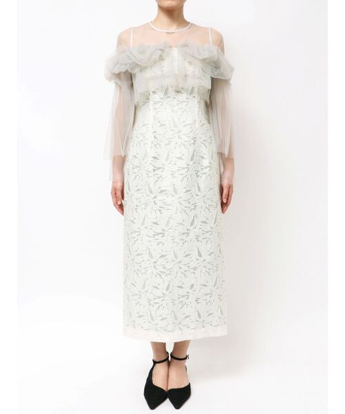 セール】LADYボリュームチュールジャガードドレス 結婚式 お呼ばれ