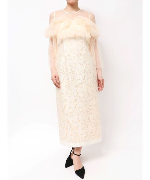 セール】LADYボリュームチュールジャガードドレス 結婚式 お呼ばれ