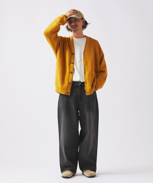 JOURNAL STANDARD relume（ジャーナルスタンダード　レリューム）の「ハンド ステッチ アゼ ニット カーディガン（カーディガン/ボレロ・メンズ・ネイビー/イエロー/ブラックミックス・MEDIUM/LARGE）」の9枚目の写真