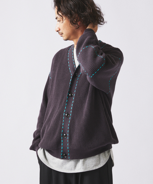 JOURNAL STANDARD relume（ジャーナルスタンダード　レリューム）の「ハンド ステッチ アゼ ニット カーディガン（カーディガン/ボレロ・メンズ・ネイビー/イエロー/ブラックミックス・MEDIUM/LARGE）」の13枚目の写真