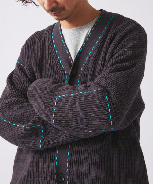 JOURNAL STANDARD relume（ジャーナルスタンダード　レリューム）の「ハンド ステッチ アゼ ニット カーディガン（カーディガン/ボレロ・メンズ・ネイビー/イエロー/ブラックミックス・MEDIUM/LARGE）」の16枚目の写真