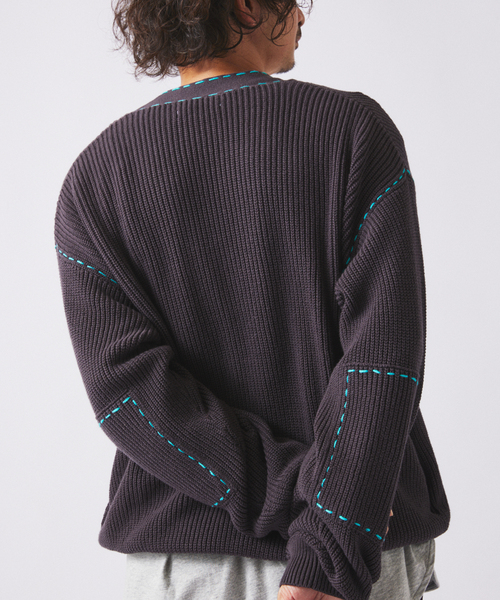 JOURNAL STANDARD relume（ジャーナルスタンダード　レリューム）の「ハンド ステッチ アゼ ニット カーディガン（カーディガン/ボレロ・メンズ・ネイビー/イエロー/ブラックミックス・MEDIUM/LARGE）」の19枚目の写真