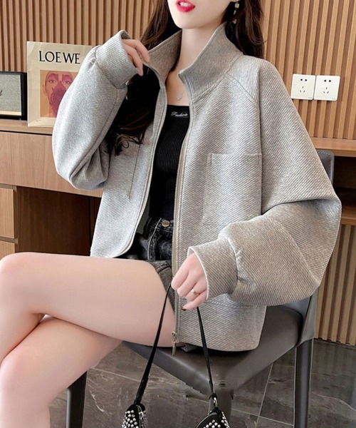 SallyLunn(サリーラン)の「スタンドカラーポケットブルゾン(ブルゾン・レディース・ホワイト/グレー・MEDIUM/LARGE)」の1枚目の写真