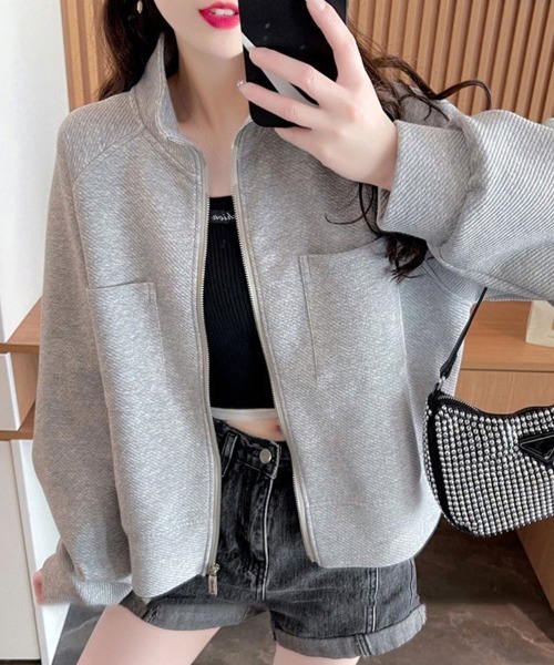 SallyLunn(サリーラン)の「スタンドカラーポケットブルゾン(ブルゾン・レディース・ホワイト/グレー・MEDIUM/LARGE)」の4枚目の写真