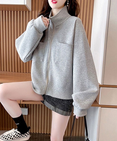 SallyLunn(サリーラン)の「スタンドカラーポケットブルゾン(ブルゾン・レディース・ホワイト/グレー・MEDIUM/LARGE)」の5枚目の写真
