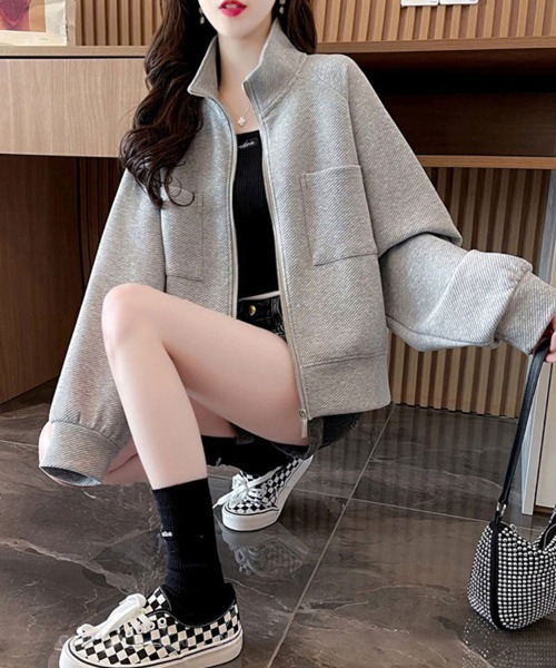 SallyLunn(サリーラン)の「スタンドカラーポケットブルゾン(ブルゾン・レディース・ホワイト/グレー・MEDIUM/LARGE)」の6枚目の写真
