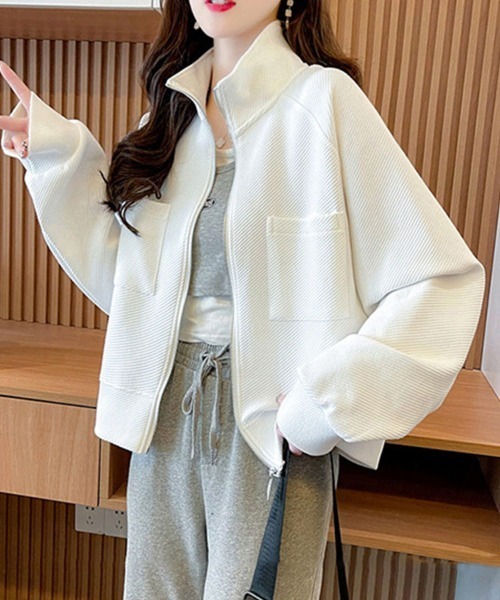 SallyLunn(サリーラン)の「スタンドカラーポケットブルゾン(ブルゾン・レディース・ホワイト/グレー・MEDIUM/LARGE)」の8枚目の写真