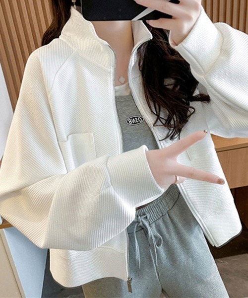 SallyLunn(サリーラン)の「スタンドカラーポケットブルゾン(ブルゾン・レディース・ホワイト/グレー・MEDIUM/LARGE)」の9枚目の写真
