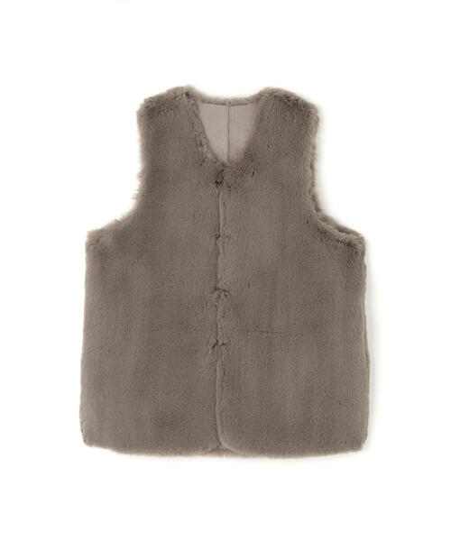 Risley(リズレー)の「Risley/リズレー/ラビットファー風ベスト(その他アウター・レディース・ベージュ/グレー・F)」の4枚目の写真
