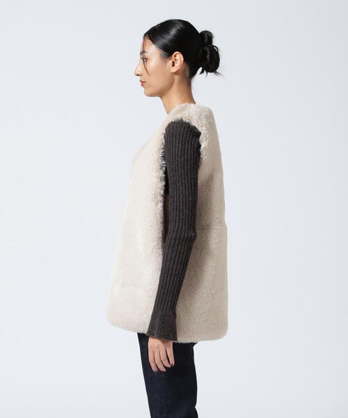 Risley(リズレー)の「Risley/リズレー/ラビットファー風ベスト(その他アウター・レディース・ベージュ/グレー・F)」の7枚目の写真