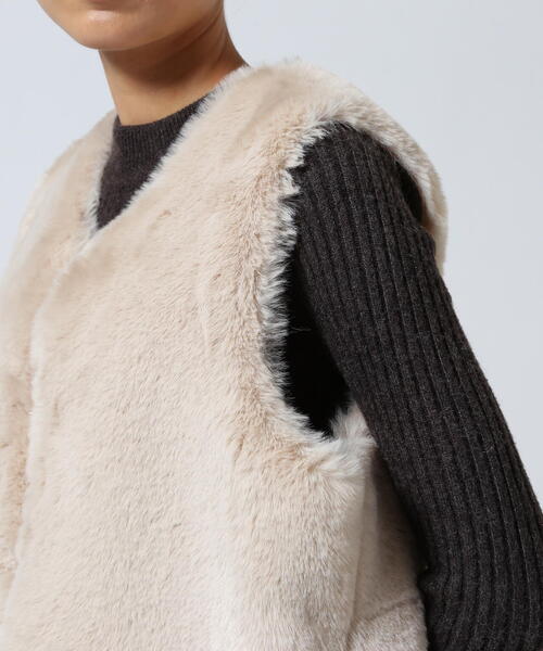 Risley(リズレー)の「Risley/リズレー/ラビットファー風ベスト(その他アウター・レディース・ベージュ/グレー・F)」の10枚目の写真