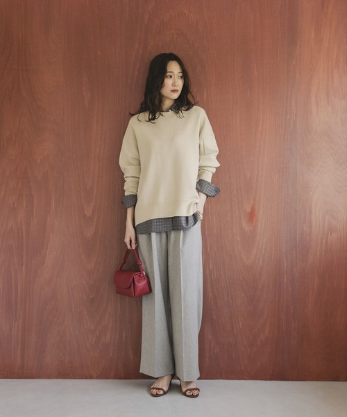 GLOBAL WORK（グローバルワーク）の「スウェットライククループルオーバー/571350（スウェット・レディース・グレー/グリーン系その他6/マスタード/ネイビー/ワインレッド/ホワイト系その他3/グレー系その他/ダークブラウン・LARGE/MEDIUM/SMALL）」の15枚目の写真