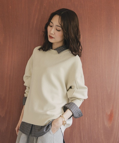 GLOBAL WORK（グローバルワーク）の「スウェットライククループルオーバー/571350（スウェット・レディース・グレー/グリーン系その他6/マスタード/ネイビー/ワインレッド/ホワイト系その他3/グレー系その他/ダークブラウン・LARGE/MEDIUM/SMALL）」の18枚目の写真